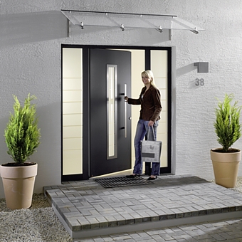 hormann thermopro steel aluminium entrance door with windows and side glazing glass in black